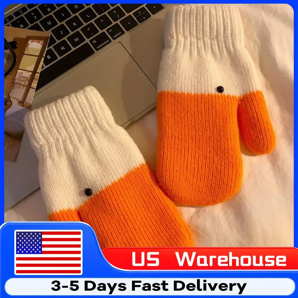 

Новогодние и рождественские уютные забавные варежки-утки унисекс с мультяшным дизайном, теплые варежки-гусята на всю руку для осени и зимы, защищающие от холода