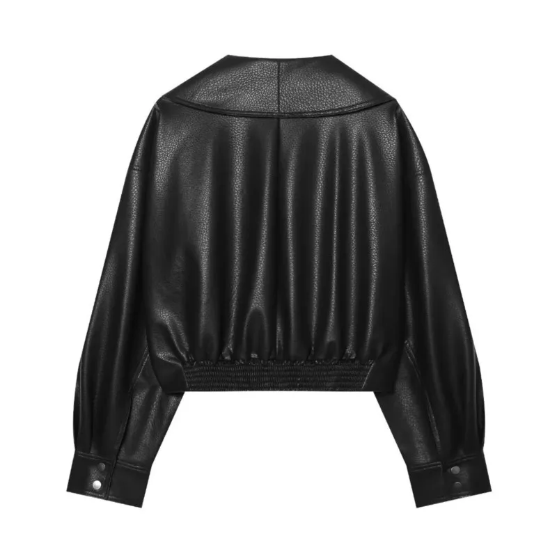 Women's Winter Wrinkle design on cuffs jacket Elastic hem buckle on the outside Long Sleeve street style Female Simple Outerwear