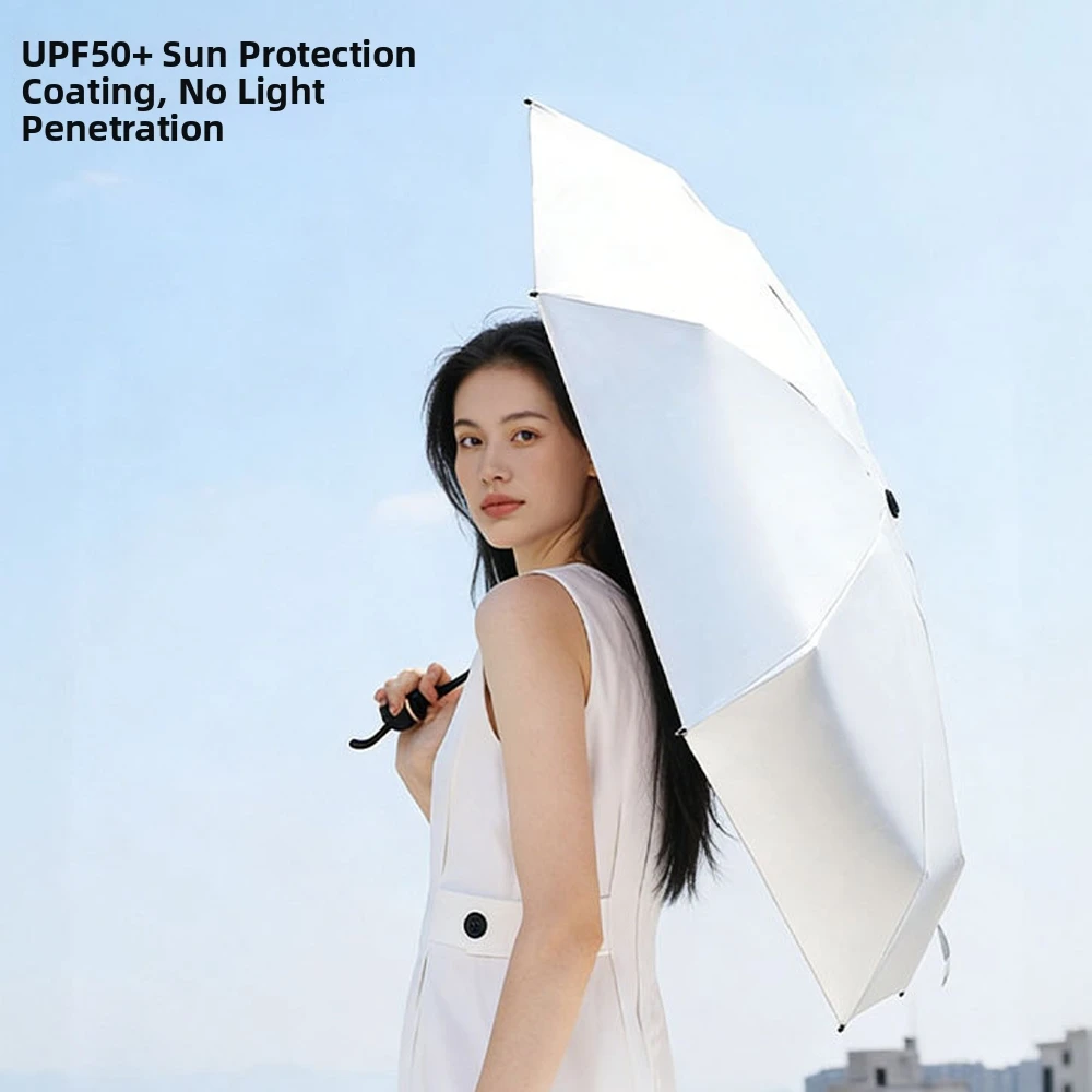 UV Protection Titanium Silver Sun Umbrella Suitable for Both Sun and Rain Lightweight Capsule Folding Umbrellas Portable
