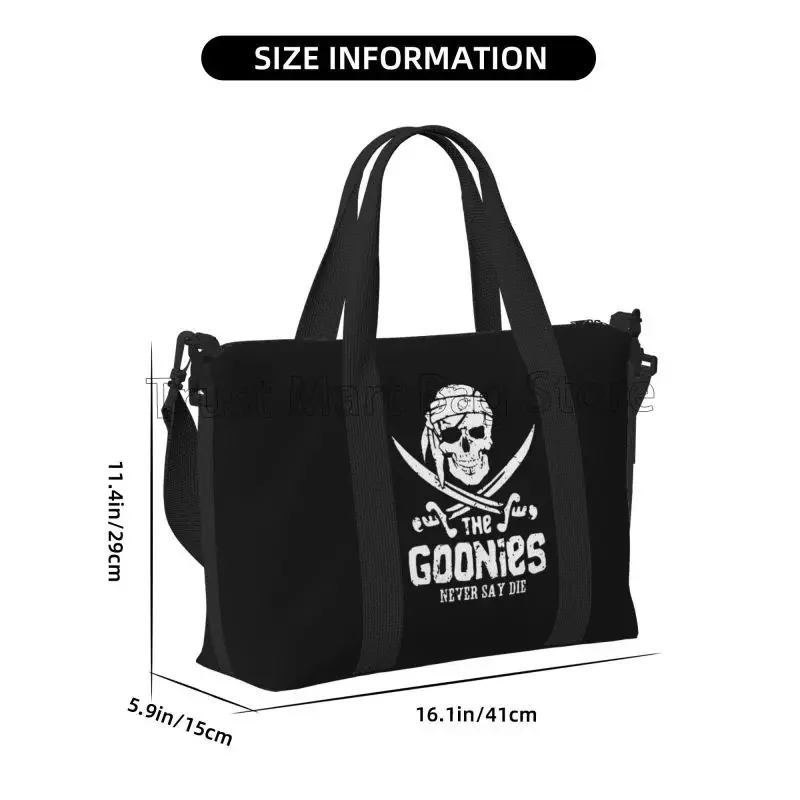 The Goonies Never Say Die Print Travel Duffel Bag Waterproof Weekender Overnight Bags with Shoulder Strap Foldable Sport Gym Bag