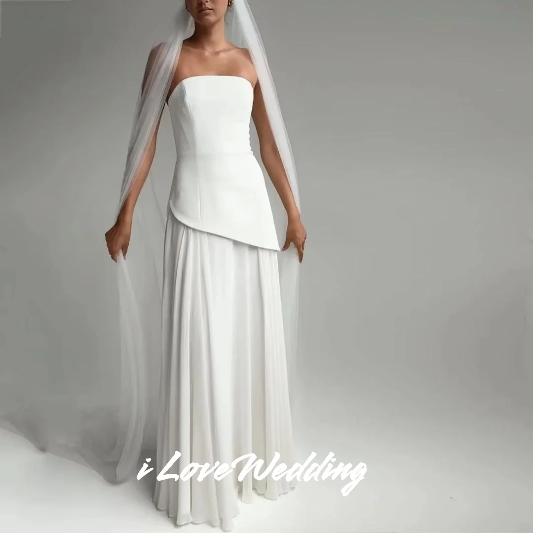 

White Strapless Evening Dresses 2025 Satin Sleeveless A-Line Backless Floor-Length Prom Dresses Pleated Party Dresses Customized