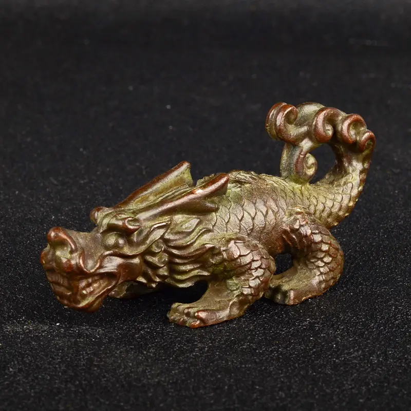 

Retro dragon statue miniature beast home decoration sculpture ancient water beast Chinese style copper home Fengshui decoration