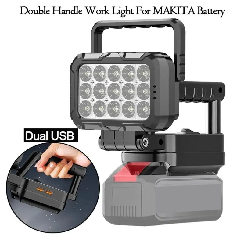 LED Work Light for Makita 18V Battery, Portable Flashlight Flood Light with USB Charging Port, Cordless Outdoor Emergency Lamp