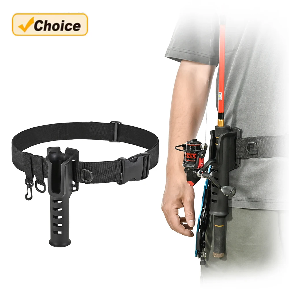 Cinturón de pesca ajustable con soporte para caña, cinturón de nailon para hombre, cinturón de pesca portátil con soporte para caña, accesorios de pesca