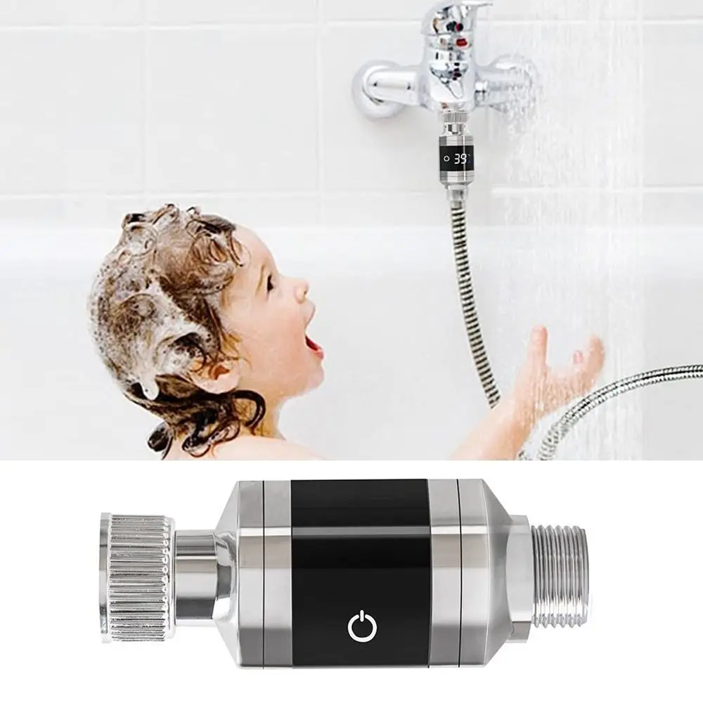 

LED Digital Display Water Temperature Monitor High-precision Multifunctional Shower Water Thermometer ABS Silvery