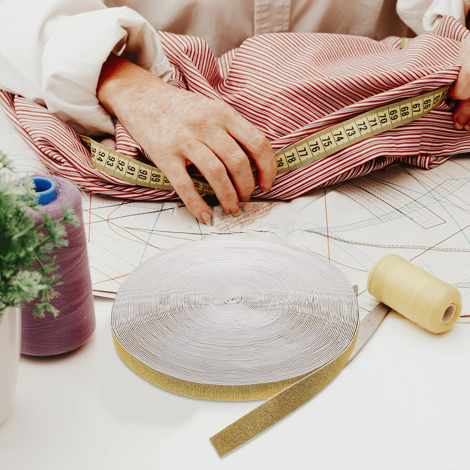 

Glitter Elastic Band Metallic Shiny Stretch Woven Ribbon for DIY Sewing Projects Wide Waistband Fabric Craft Accessory Sparkle