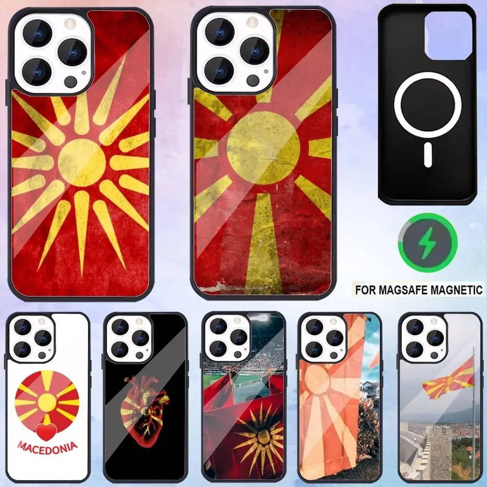 

M-Macedonia Flag Phone Case For iPhone17,16,15,14,13,12,11 Plus,Pro Max Magnetic Magsafe Wireless Charging