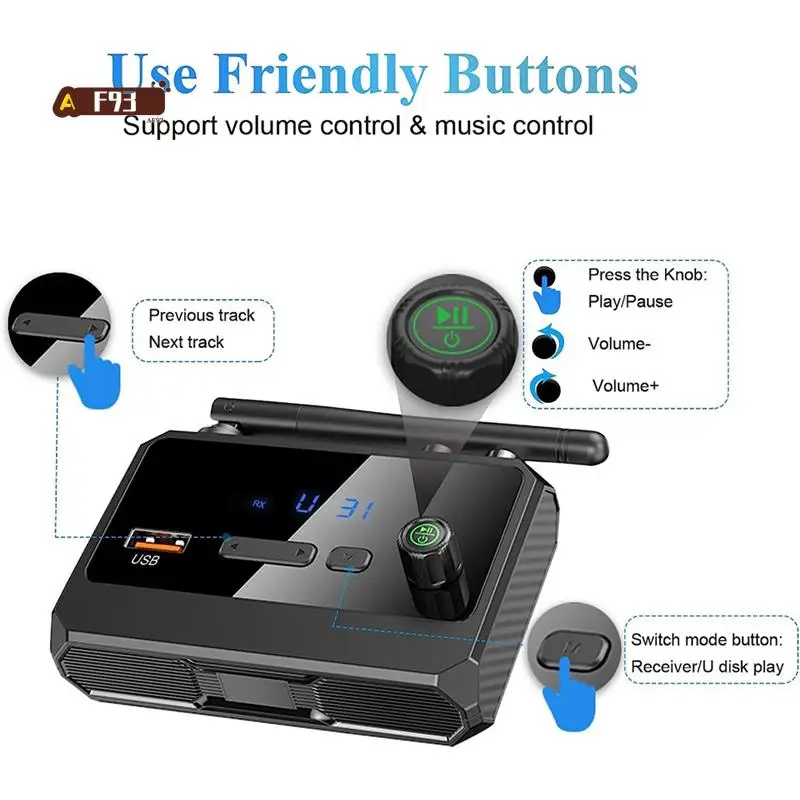 

AF93-Bluetooth Adapter For Stereo Receiver Bluetooth 5.3 Receiver For Home Stereo System