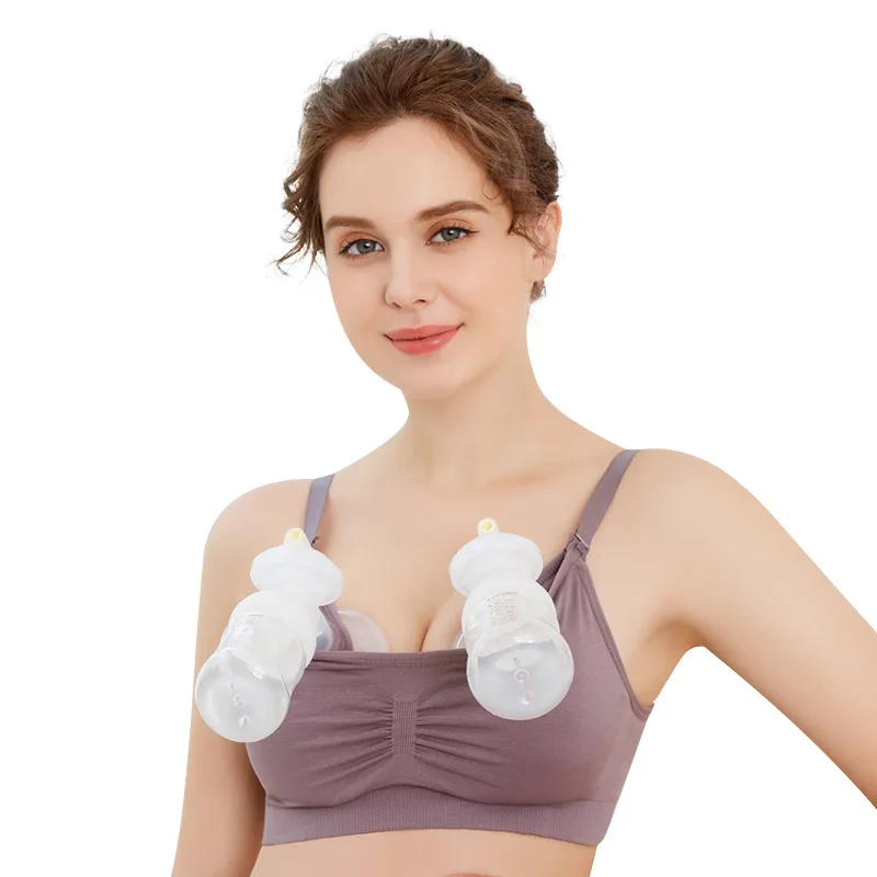 Hands-free bra for breast-feeding underwear after delivery without steel ring thin buckle hanging breast pump milking underwear