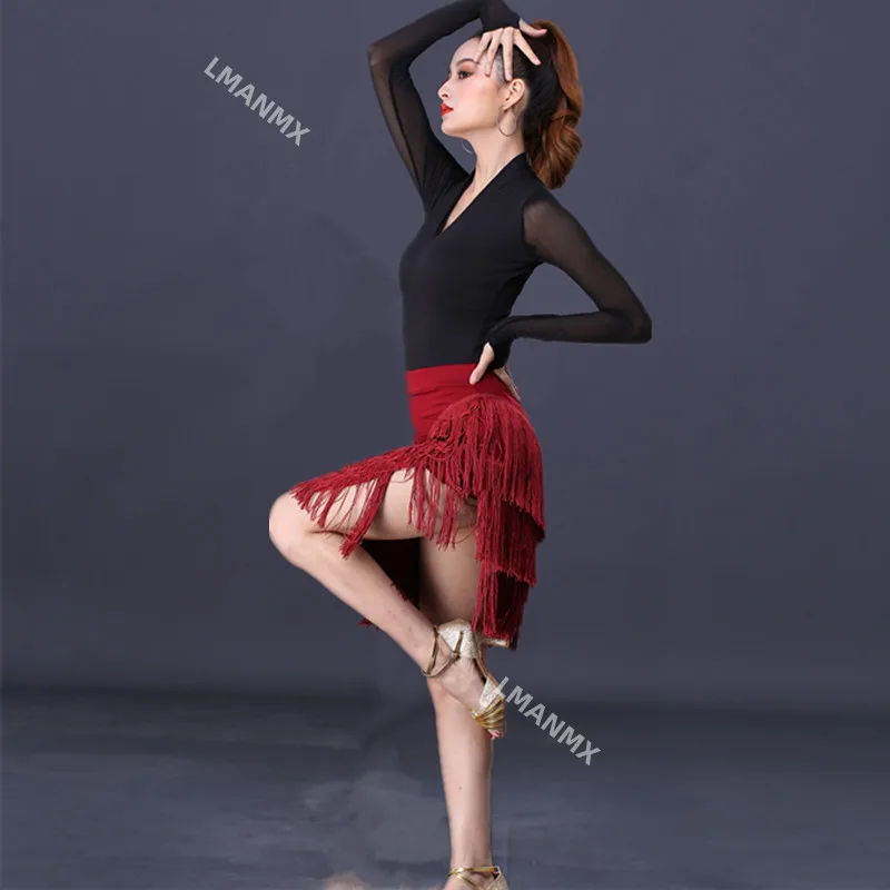 Latin Dance Skirt New Training Clothing Adult Half length Skirt Fringe Skirt Lower Clothing Competition Performance Clothing