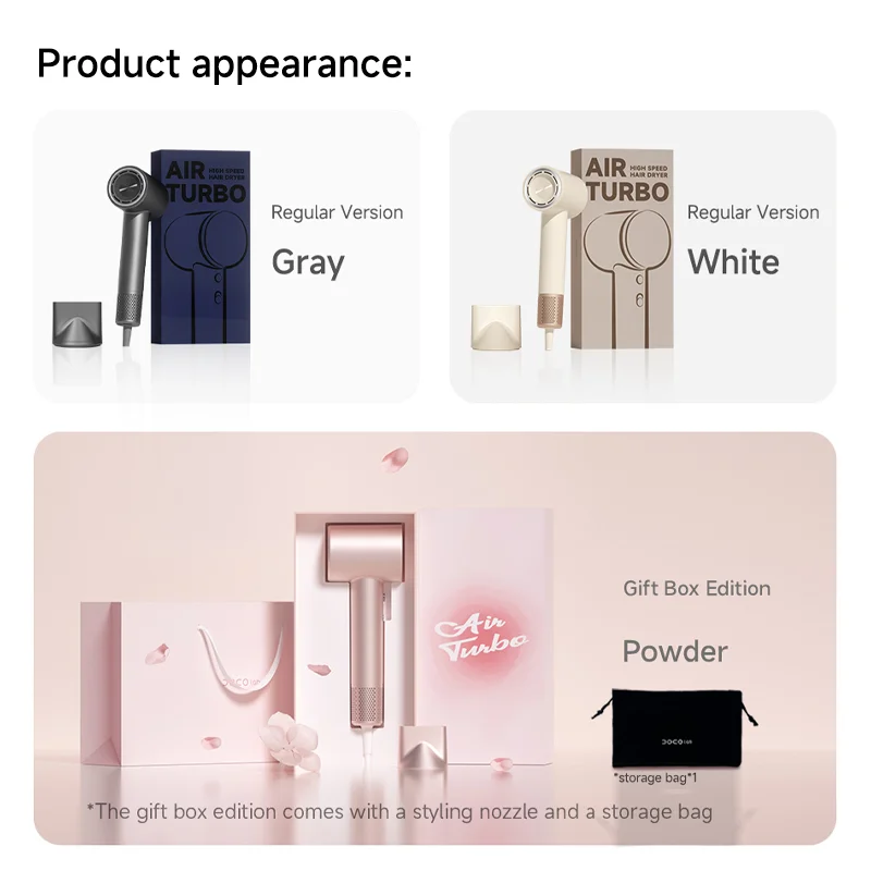 DOCO 헤어 드라이어 고속 75m/s 2억 개 음이온 헤어 케어 110000 RPM 전문... - 1