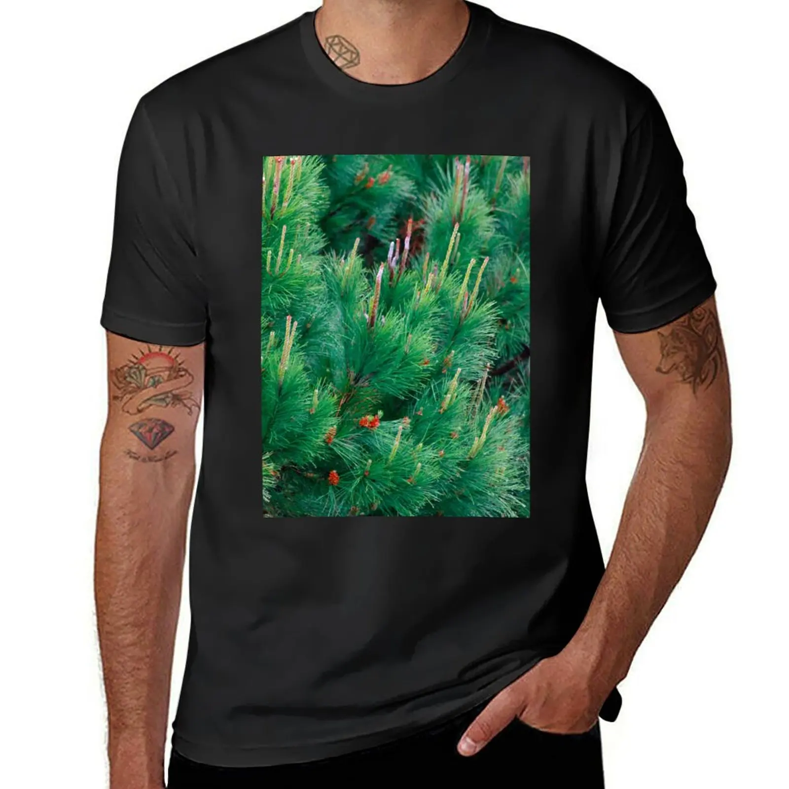 

pine tree in the rain T-Shirt vintage sublime cute tops mens big and tall t shirts