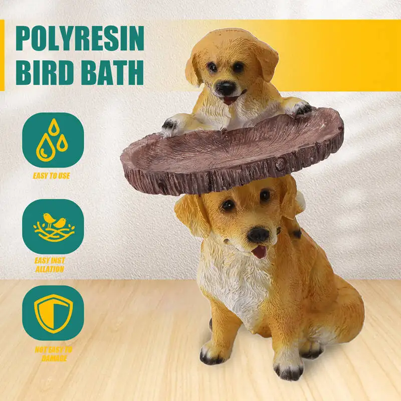 الراتنج الحلي جرو البوليريسين حمام الطيور البني الركيزة اليدوية الهدايا للخارجية حديقة المنزل الحديقة ساحة الزينة