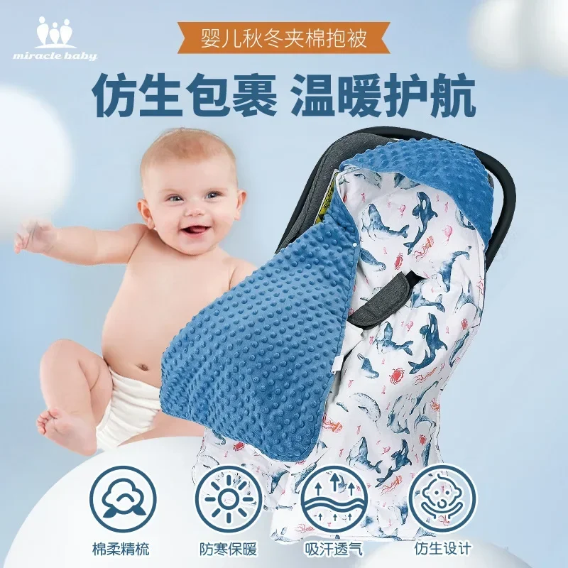 Newborn Baby Blanket With Hooded Windproof Go Outside Warm Portable Swaddle Wrap In Basket Baby Car Safety Seats For 0-3 Months