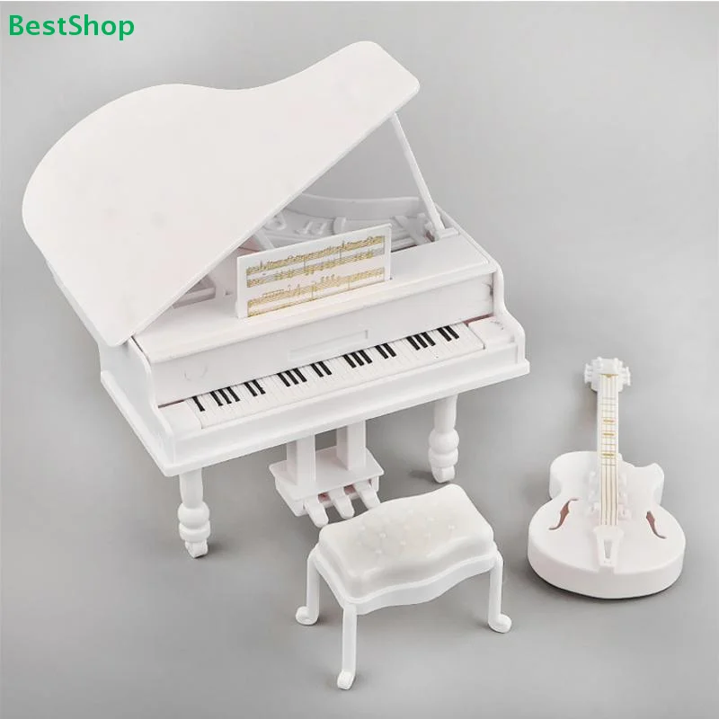 ♥ Miniatur-Klavier- und Gitarren-Set – Puppenhaus-Musikinstrumentendekoration im Maßstab 1:12