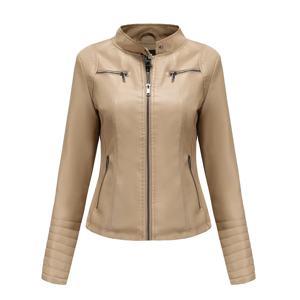 Manteau de moto en cuir fin pour femmes, vêtements de printemps et d'automne, mode courte, nouveau