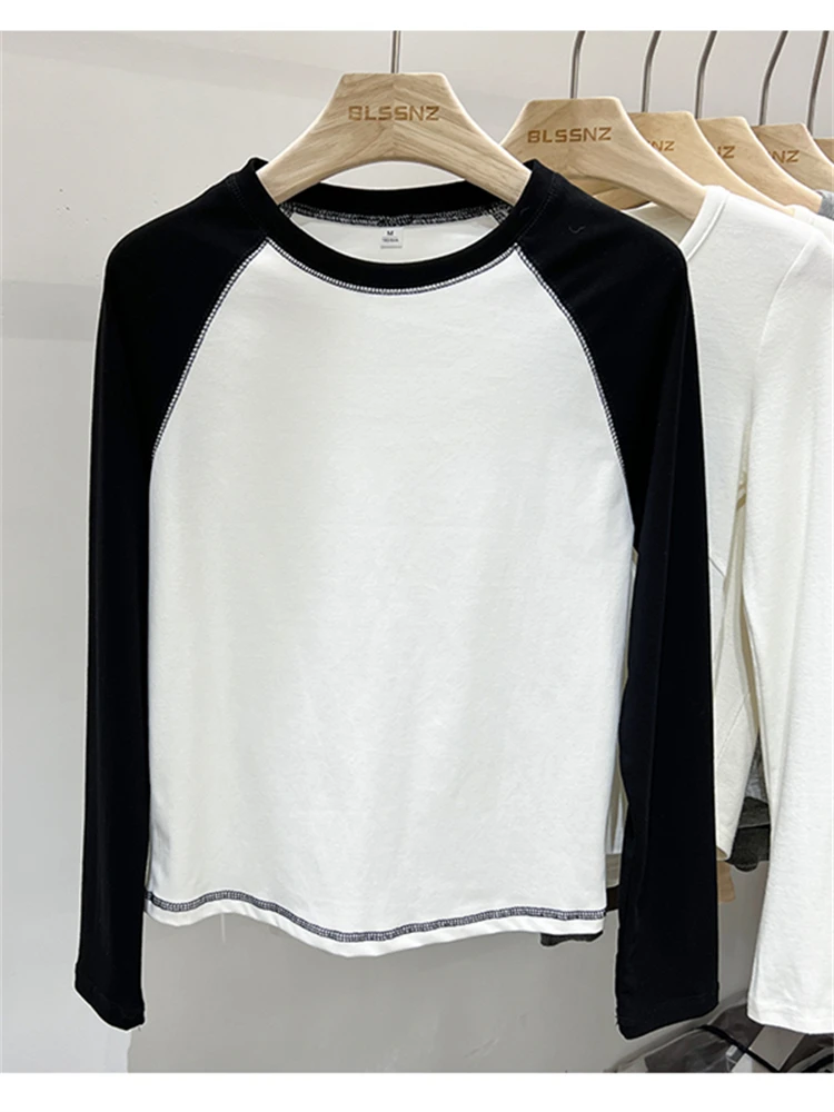 

Autumn Women T Shirt Girls T-Shirt Woman Clothes Tops Cotton Slim Tshirt Female Long Sleeve Crop Top Y2k Spring Tee Sexy White