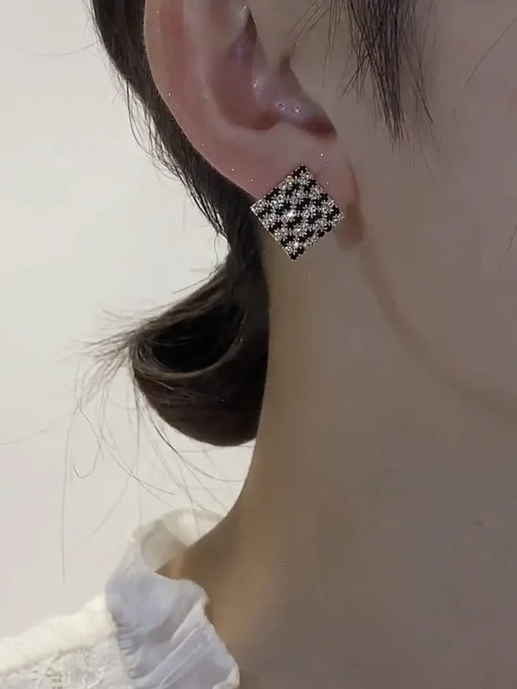 New model Trend Subtle design sense  Elegance Cold and distant style Atmosphere Square shape Alloy Earrings