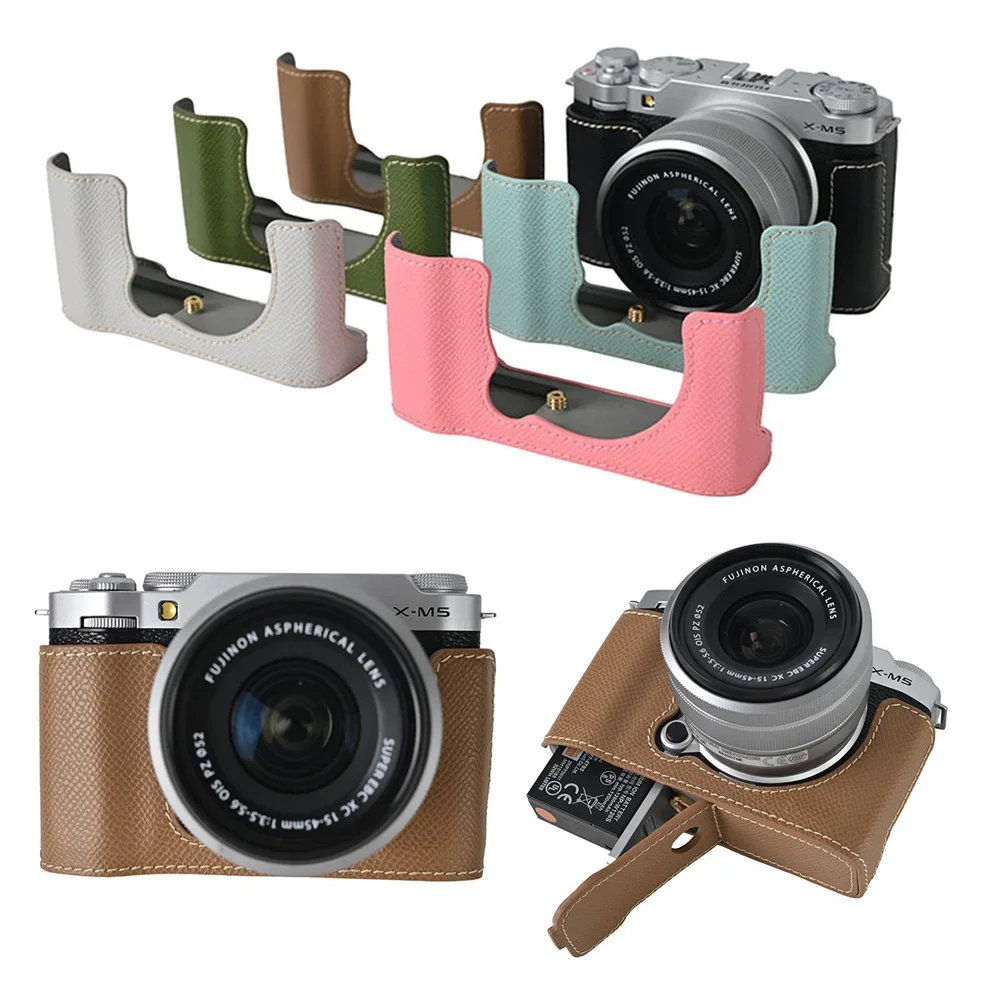 

Fujifilm XM5/X-M5 Чехол для камеры с нижним отверстием — чехол из искусственной кожи с принтом ладони, винтажный дизайн, простой доступ к аккумулятору
