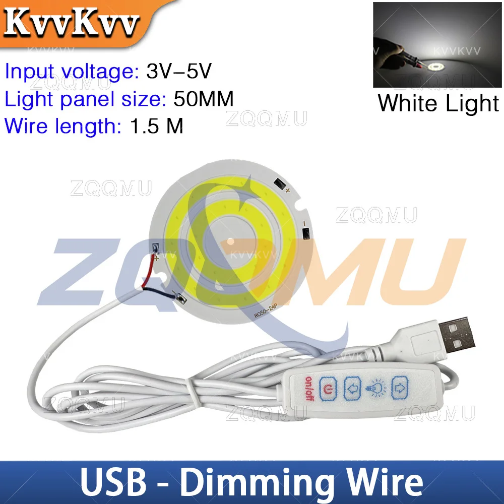 For DC 5V Round LED Chip 50MM Warm White Red Blue Green Light Module USB Wire DIY Work Lamp Home Decoration Lighting Board