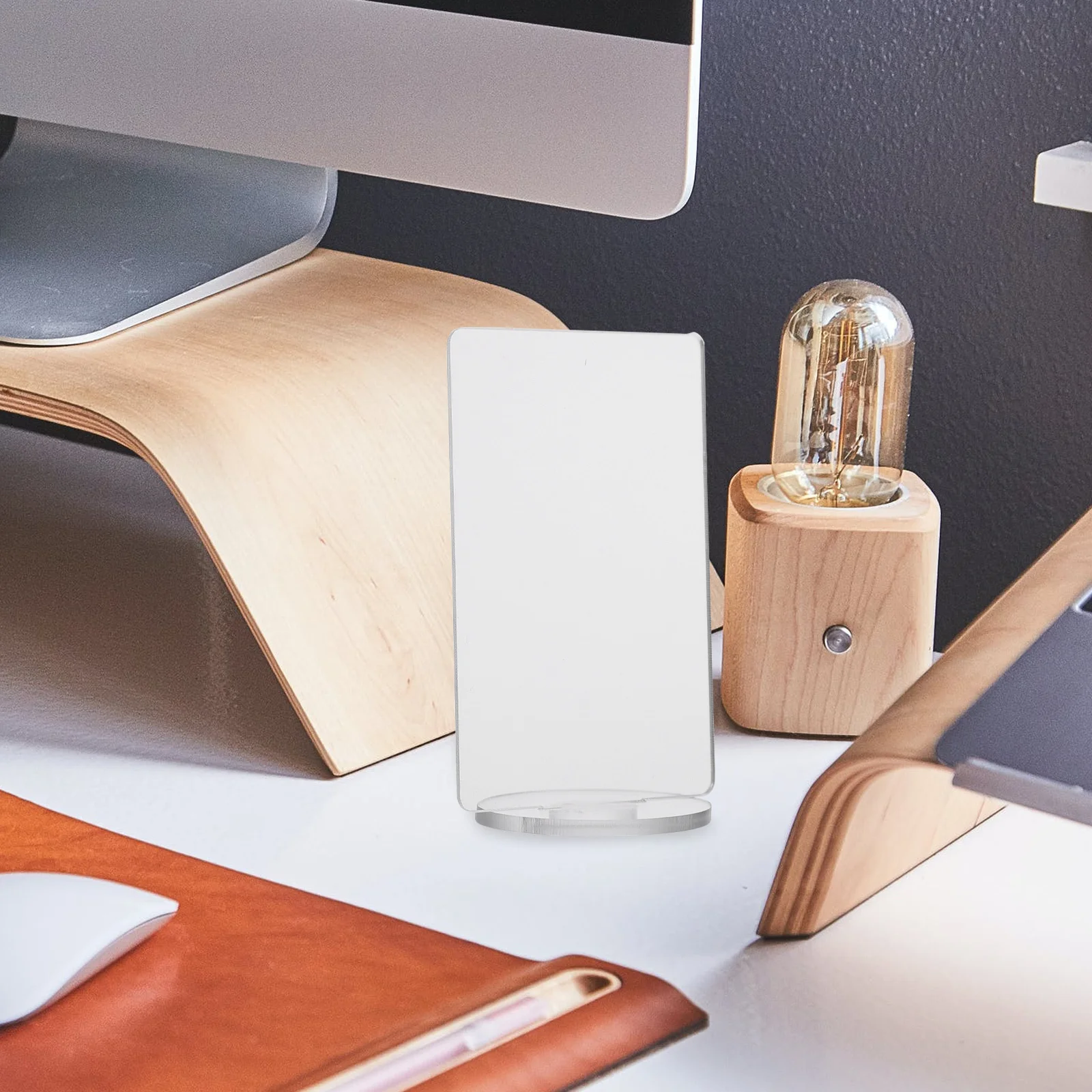 

5Pcs Acrylic Sign Holder Clear Desktop Stand Base for Cartoon Character DIY Table Number Menu Card Display Sign Holder