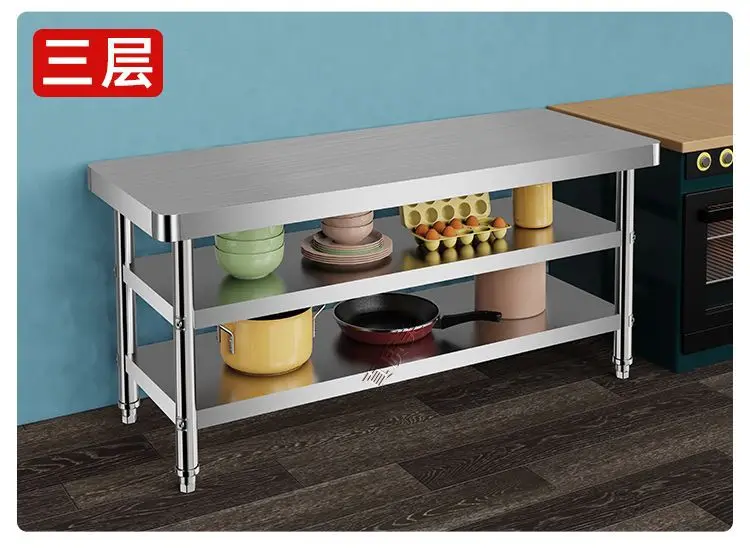 Picture 5: Stainless steel worktable extra thick commercial rounded corner operation table kitchen chopping board vegetable cutting table