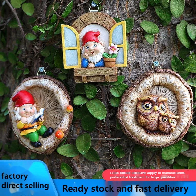 

Elf Owl Tree Hanging Decoration Garden Corner Wall Decoration Resin Crafts