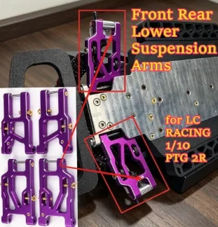 RC reinforced aluminum Front Rear Lower Suspension Arms for LC RACING 1/10 PTG2R scale custom size replacement spare accessories