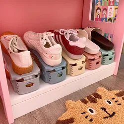 6Pcs Durable Adjustable Shoe Organizer Footwear Support Slot Space Saving Cabinet Closet Stand Shoes Storage Rack Shoebox