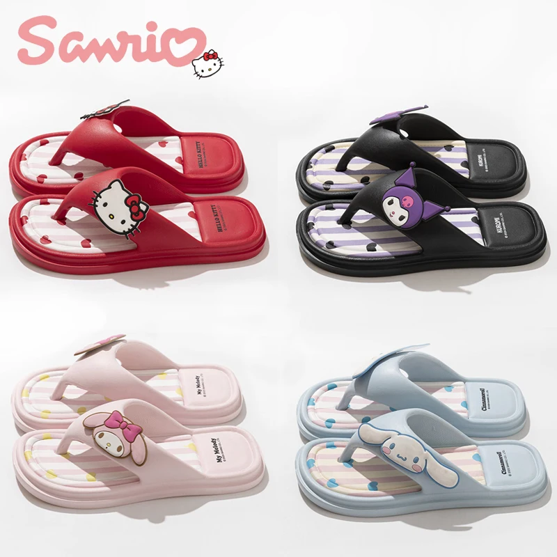 

Sanrio Flip Flop Sandals Cinnamoroll Kuromi Hello Kitty Mymelody Summer Outdoor Sandals Women Girl Non-slip Slippers Beach Shoes