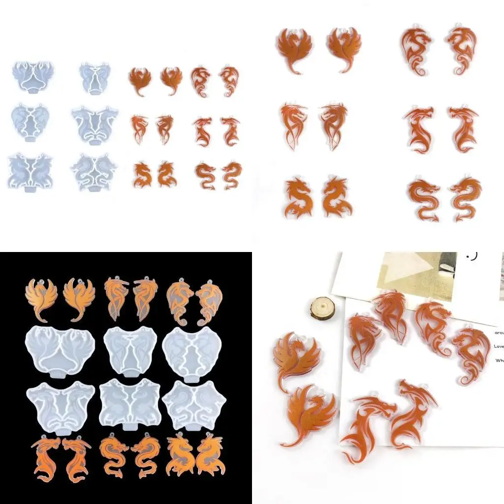 

31BB 6Pcs Geometric Earring Silicone Mold Resin Casting Mold with Hole for DIY Crafts