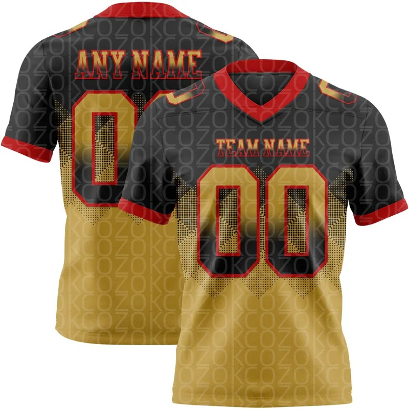 Black Green Customized Color Football Jersey for Men Football Short Sleeves Athletic Tee Shirts