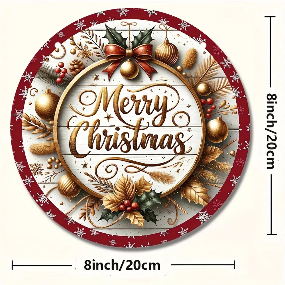 لافتة إكليل عيد الميلاد الخشبية الريفية المصنوعة يدويًا - ديكور مزرعة مقاوم للطقس، مناسبة للمنزل وشرفة الحديقة والعطلات