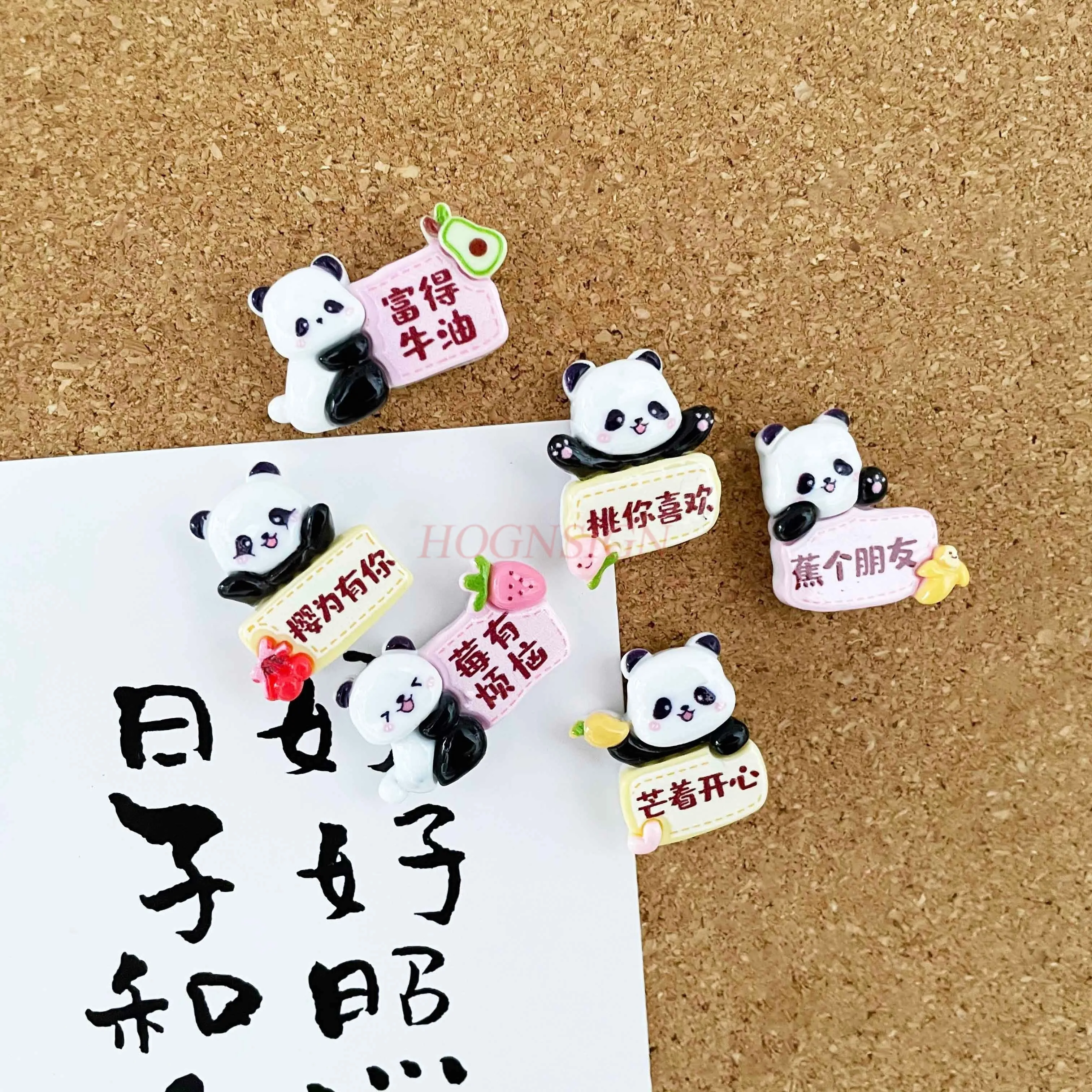 6pcs Cute cartoon panda character plate creative push pin cork message board felt cloth nail photo