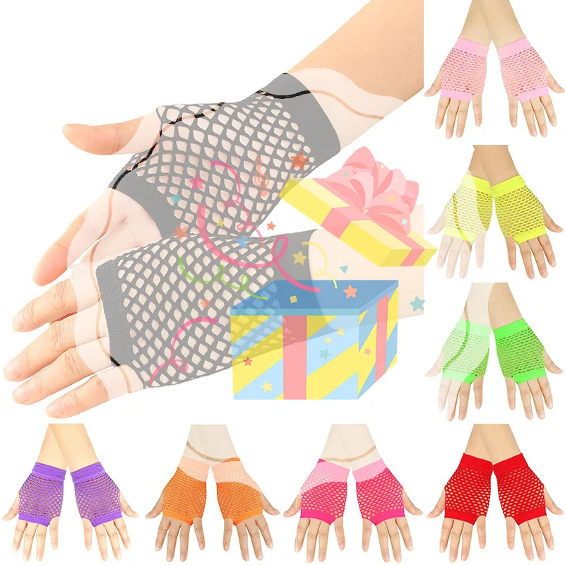 1Pair Womens Short Fishnet Net Gloves Fingerless Mesh Gloves Punk Rock Fancy Night Club Party Arm Warmer Gloves Sexy Gloves Hot