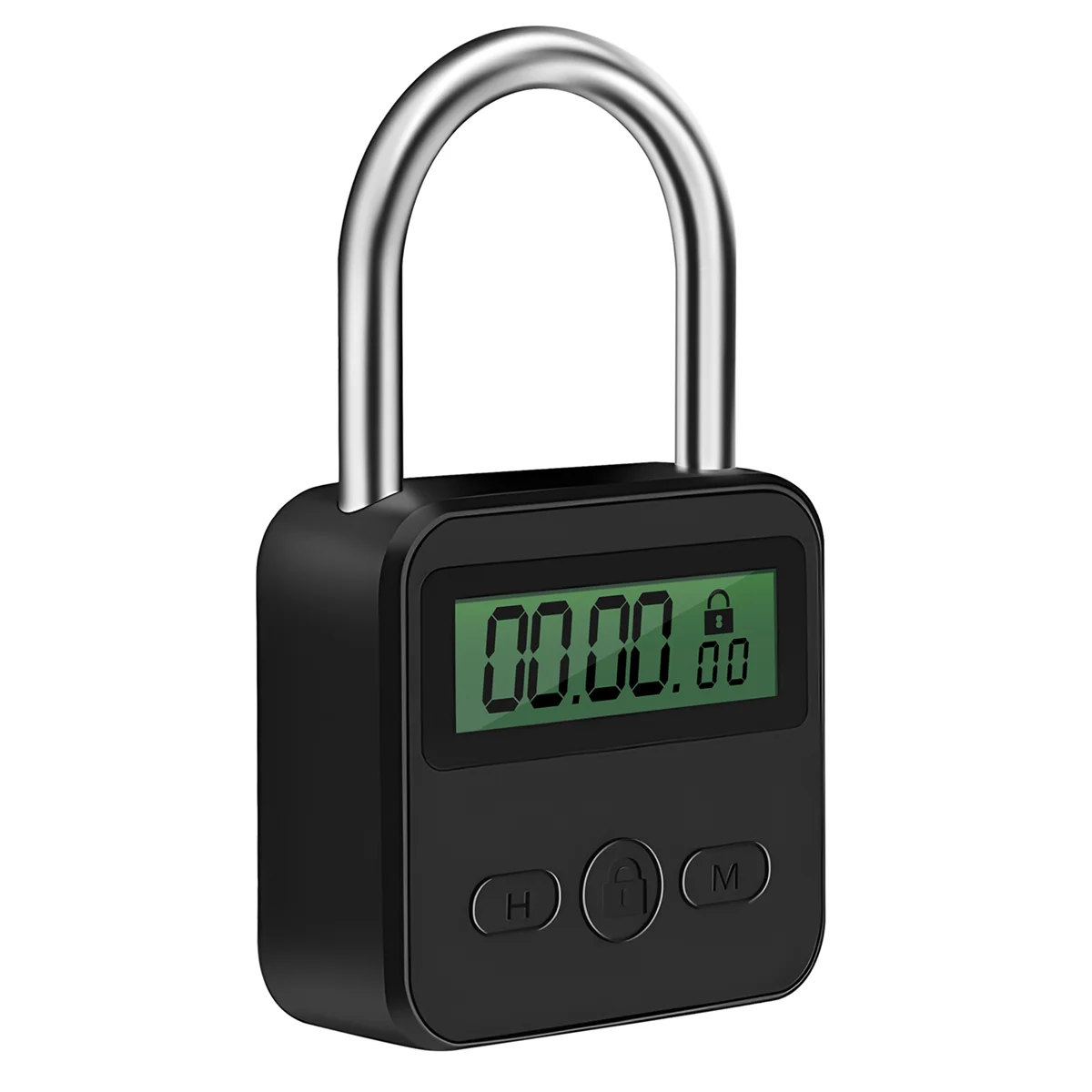 Metal Lock LCD Display Multi-Function Electronic Time 99 Hours Max Timing USB Rechargeable Padlock,Black