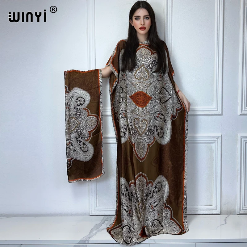 

WINYI muslim african traditional dress for woman abaya dubai luxury Kaftan evening dress Elegant Maxi Length Dress beach covers