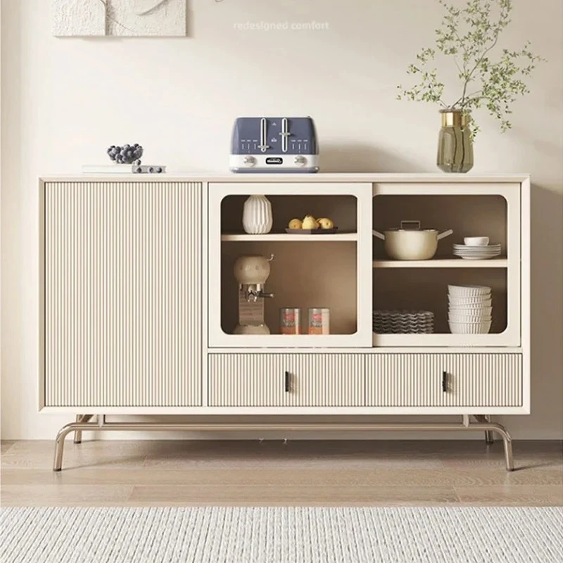 Cream Wind Slate Dining Side Cabinet Solid Wood Modern Simple Locker