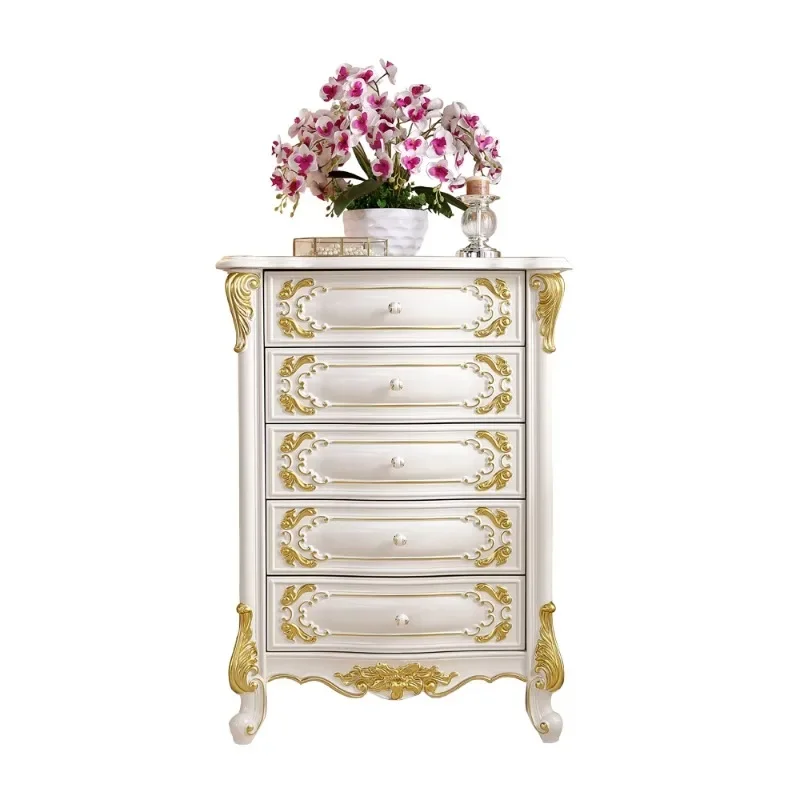 chest of drawers solid wood European ivory white three or four chest cabinet combination bedroom complete storage side cabinet s