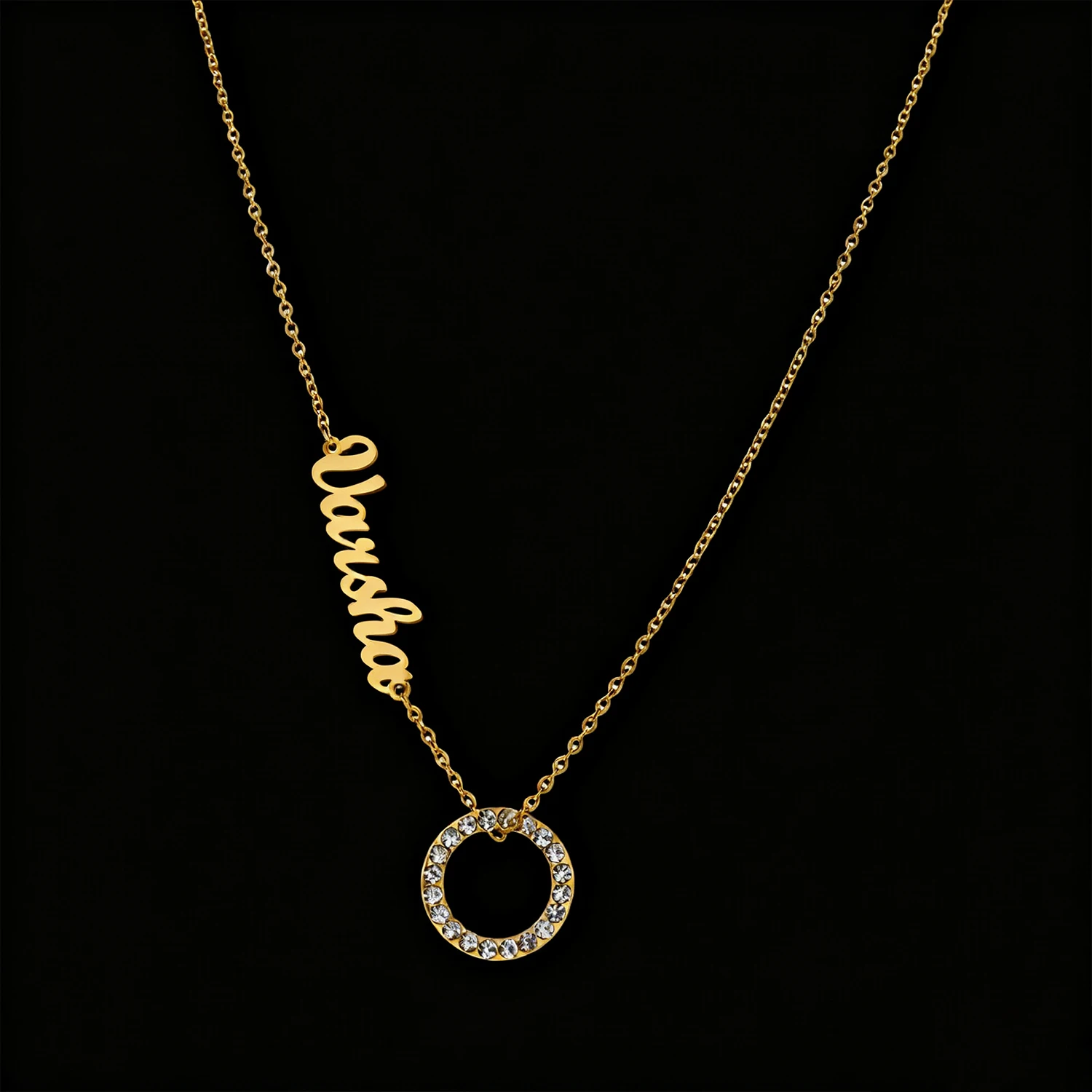 Custom Couple Necklace Stainless Steel Nameplate Personalized Rhinestone Pendant Necklaces Women Men Family New Jewelry Gift