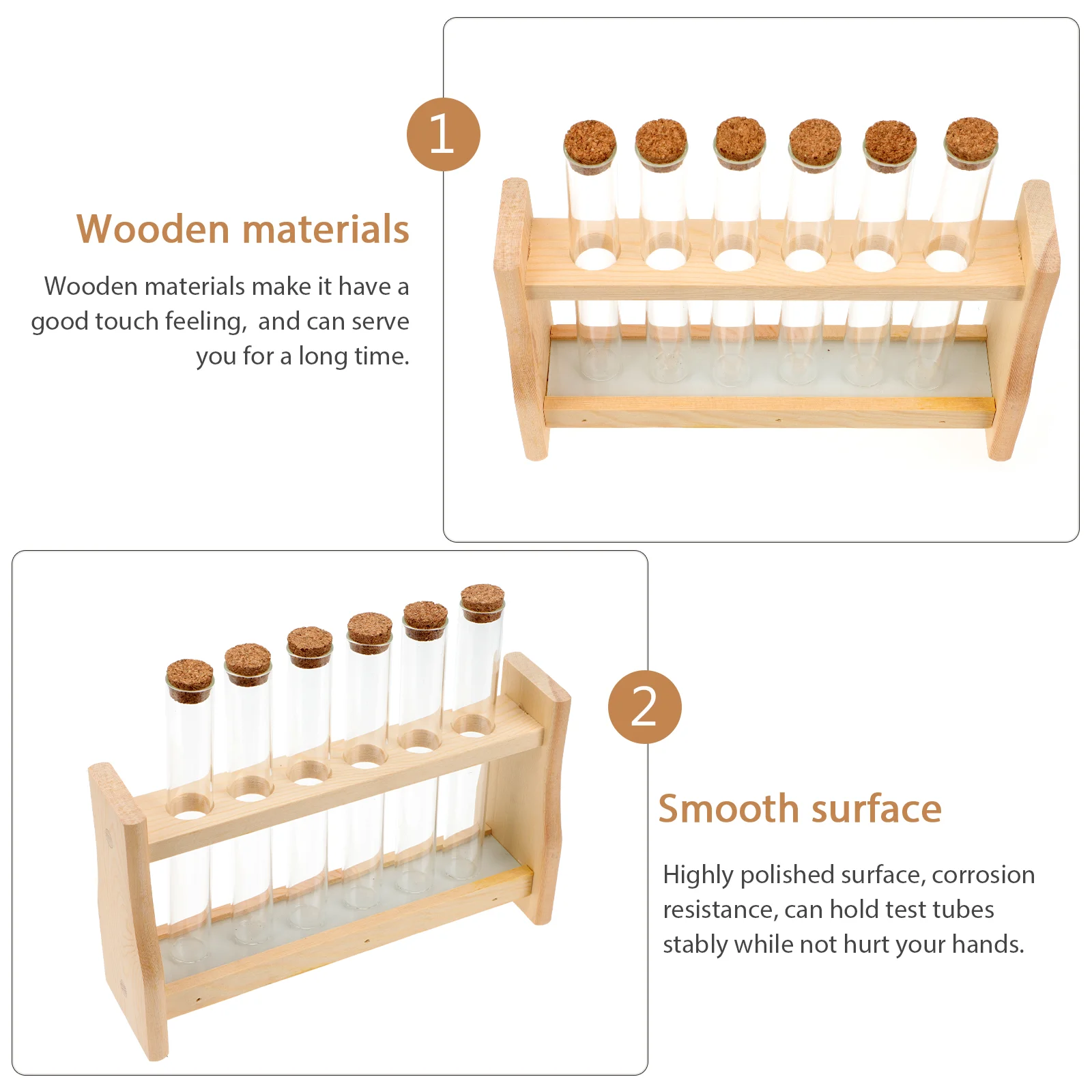 Perfume Test Tube Rack Laboratory Stand Tubes with Wooden Holder Essential Oil Bracket