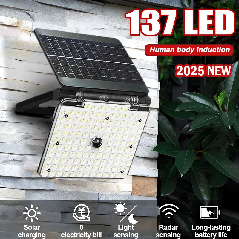 Pop 137LED Solar Light Outdoor Waterproof Wall Lamp With Remote Control Function Solar Light With Motion Sensor For Garden Court