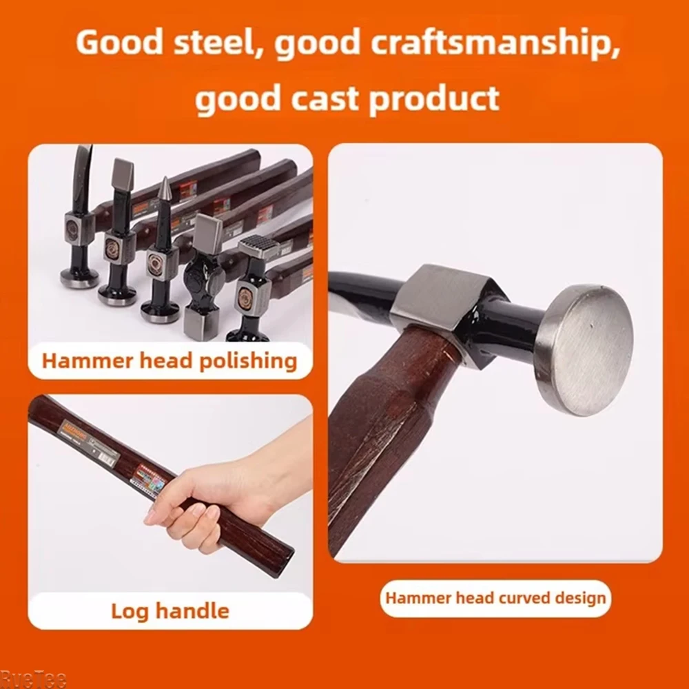 Multifunctional Sheet Metal Hammers Walnut Wood Handle Professional Hammer Automotive Mechanical Workshop Tools Hammer