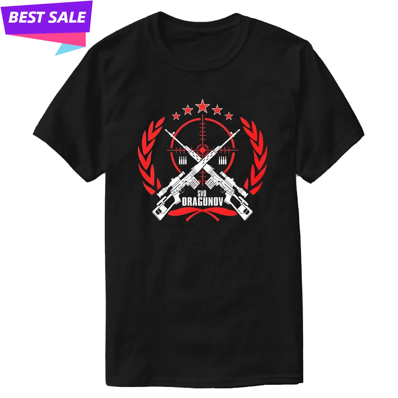 

Soviet Russian SVD Dragunov Sniper Rifle T-Shirt 100% Cotton O-Neck Short Sleeve Summer Casual Mens T-shirt Size S-3XL