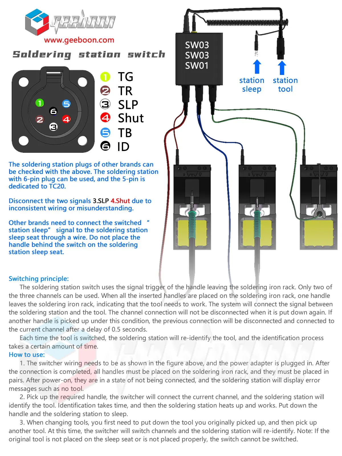 GEEBOON SW03 (TA305/TC22/JBC) Soldering Station 3-Channel Switcher Multi-channel Expansion 3 Working Station image 2