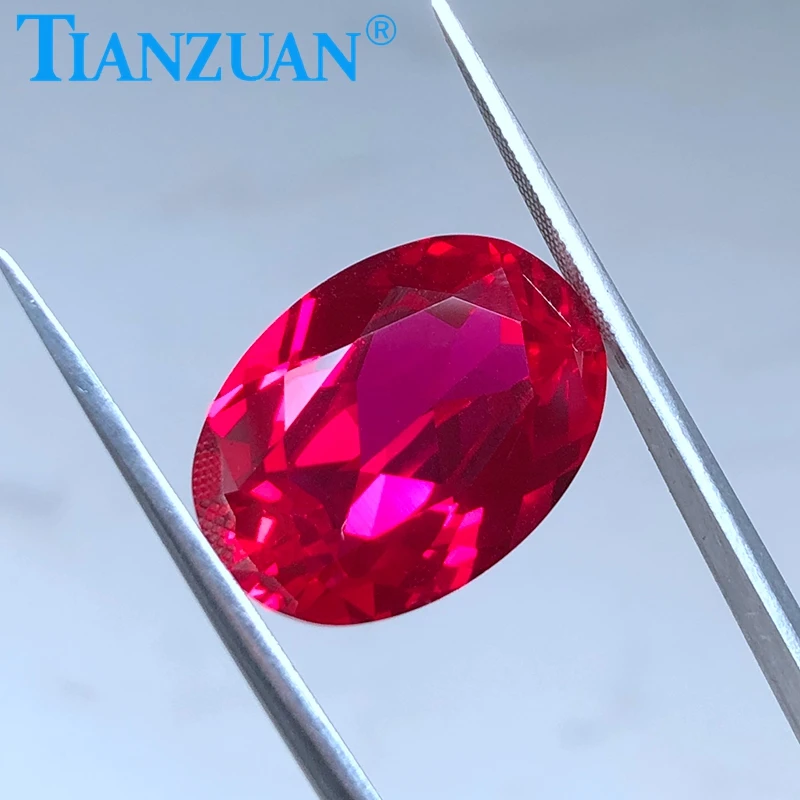 Synthetic Ruby 5# Red Color Oval Shape Natural Cut  Corundum Clear Loose Stone for Jewelry Making