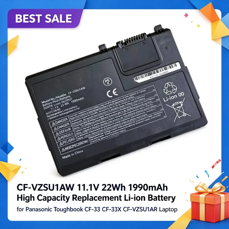 CF-VZSU1AW 11.1V 22Wh 1990mAh High Capacity Replacement Li-ion Battery for Panasonic Toughbook CF-33 CF-33X CF-VZSU1AR Laptop