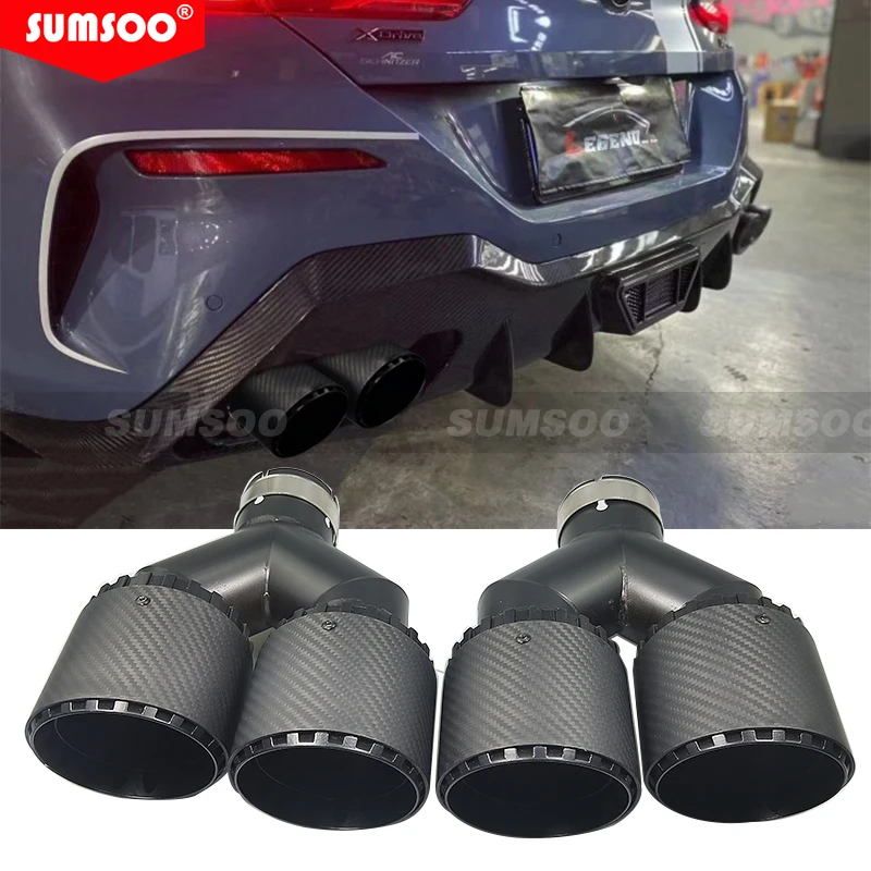 Genuine SUMSOO1pair new Y-type modification suitable for Volkswagen Golf carbon fiber tail throat bullet all matte black