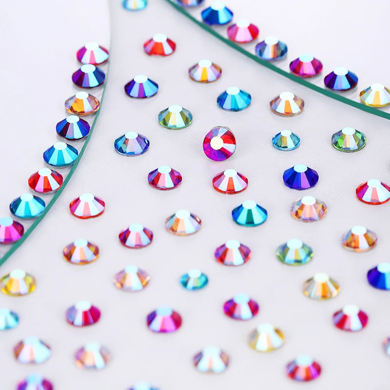 QIAO AAAAA Farbe Blau AB Nicht-Heißfix & Heißfix Bügelfix Strasssteine aus Glas mit flacher Rückseite für Kleidung, DIY, Nagel- und Bekleidungsdekoration – Detail 4