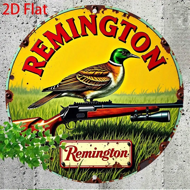 Vintage Hunting Tin Metal Sign Wall Decor Remington Rifle Shotgun 8x8